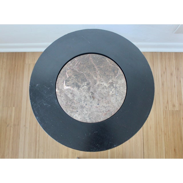 Wood Henredon Acquisitions Contemporary Granite Wood Circular Pedestal Side Tables-a Pair For Sale - Image 7 of 12