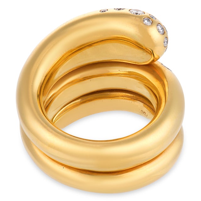Vintage 1.10 Carat Diamond 18k Yellow Gold Snake Wrap Ring, Size 6 For Sale In Los Angeles - Image 6 of 6