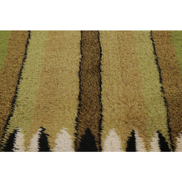 1960s Vintage Swedish Rya Rug, Forest Tones With Vertical Geometry - Rug & Kilim For Sale - Image 5 of 10