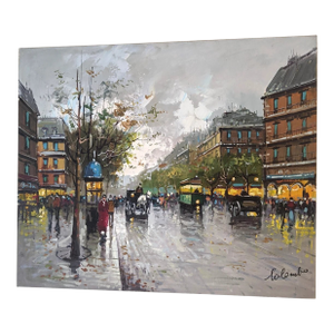 Late 20th Century Large Contemporary Impressionist Paris Street Scene Oil Painting on Canvas, Signed Colombo, 24" X 20"