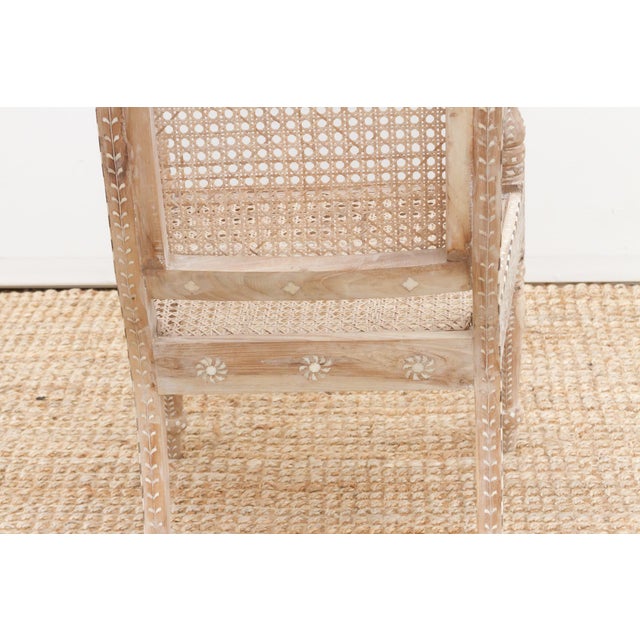 Raj Colonial Inlaid Armchair With Cane Seat For Sale - Image 9 of 10