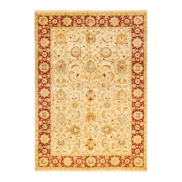 Mogul, One-of-a-Kind Hand-Knotted Area Rug in Ivory, 6' 2" x 8' 10" For Sale