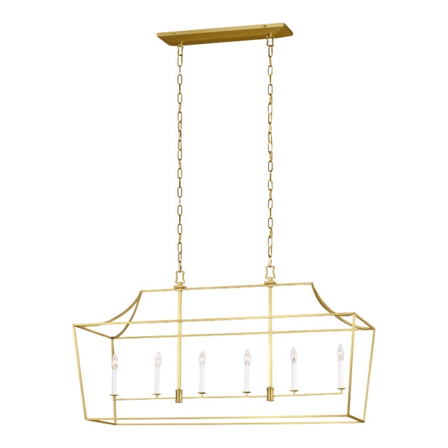 Chapman & Myers by Visual Comfort Studio Southold Linear Lantern, Brass For Sale