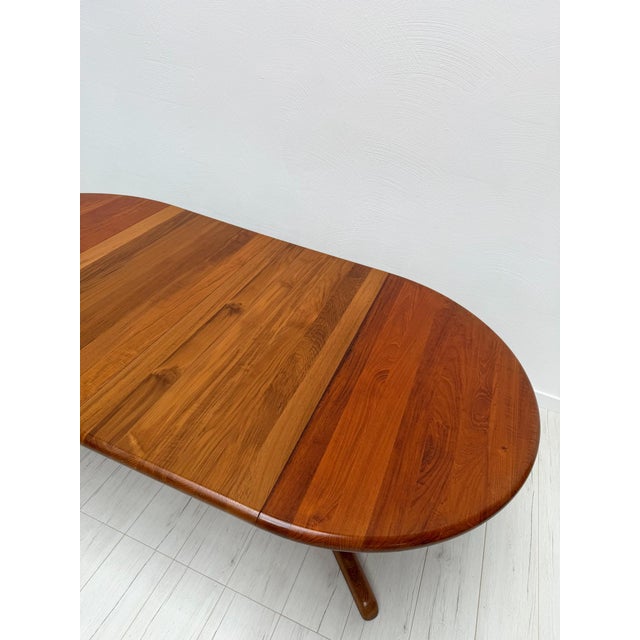 Wood Vintage Danish Round Teak Extendable Dining Table by Langeskov Møbelfabrik, 1970s For Sale - Image 7 of 9