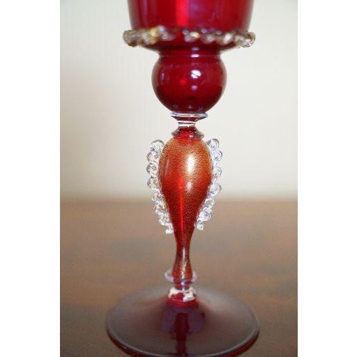 Glass Italian Handcrafted Chalice in Blown Murano Glass 1970s For Sale - Image 7 of 9