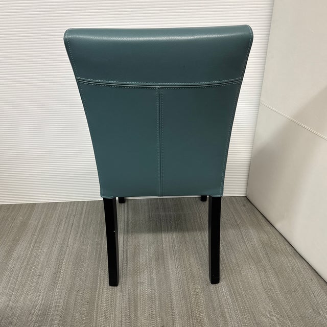 2010s Crate & Barrel Lowe Leather Side Dining Chair, Pair For Sale - Image 5 of 12