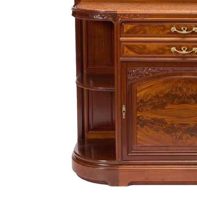 Antique French Art Nouveau Louis Majorelle Mahogany Buffet / Server Cabinet For Sale - Image 11 of 12
