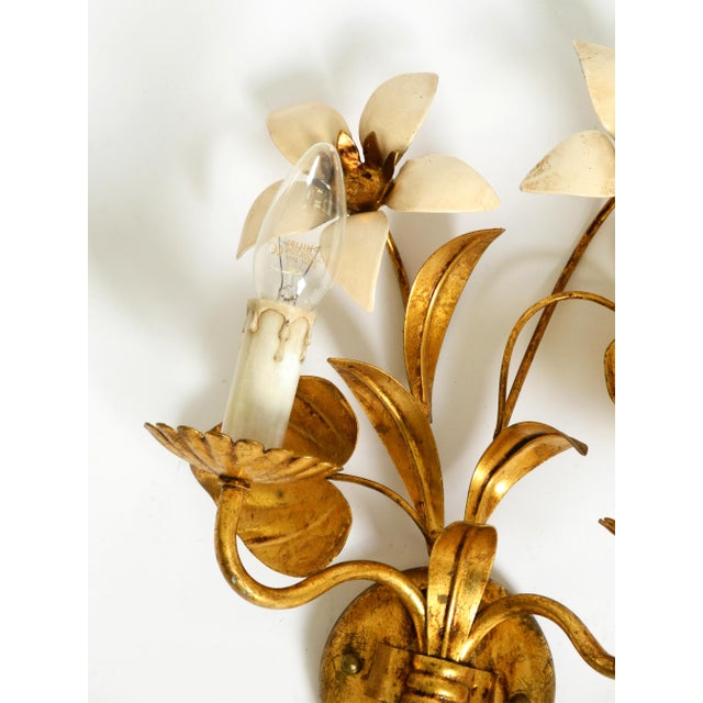 Gold-Plated and Hand-Painted Florentine Wall Lamp with Two Sockets, 1960s For Sale - Image 9 of 18