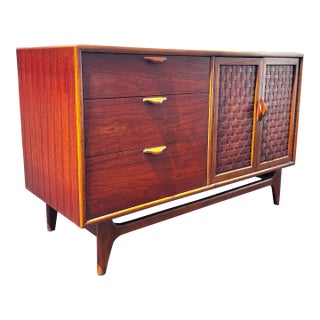 Mid Century Modern Petite Basketweave Credenza | Perception Series by Lane Furniture For Sale