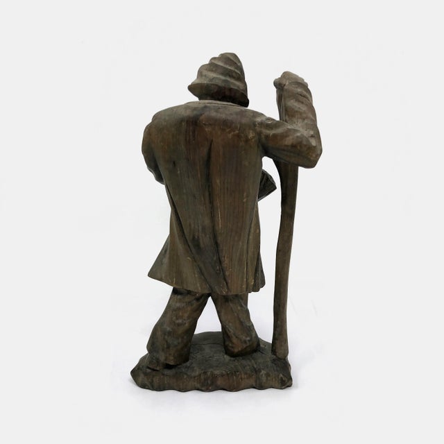 Folk Art Mid 20th Century Old Carved Wood Folk Art Figurine For Sale - Image 3 of 9