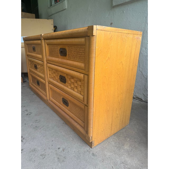 1970s Dixie Wicker Weave Wooden Double Dresser For Sale In Philadelphia - Image 6 of 12