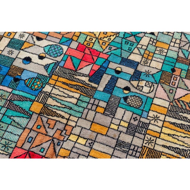 German Pop Art Blue and Green Wool Rug from Vorwerk, 1960s For Sale - Image 10 of 13