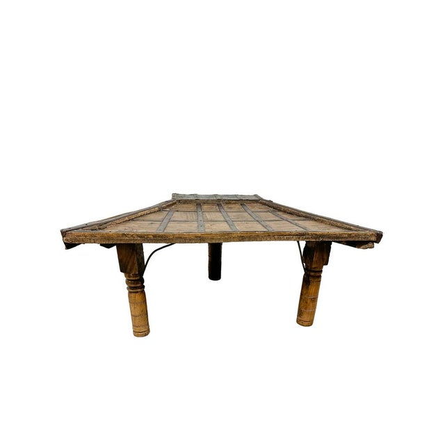 Antique Indian Ox Cart Coffee Table with Hand Forged Iron, 1950s For Sale - Image 9 of 12