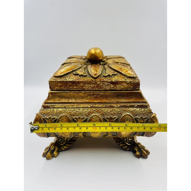 Vintage Gold Gilt Clawfoot Treasure Box For Sale - Image 12 of 13