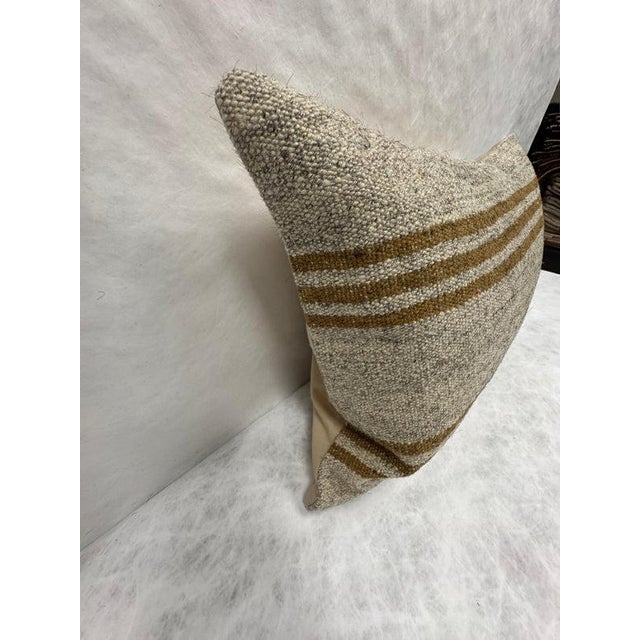 Turkish Hemp Pillow Cushion Natural Beige Brown Pillow Cushion Cover 16" x 24" For Sale - Image 4 of 4
