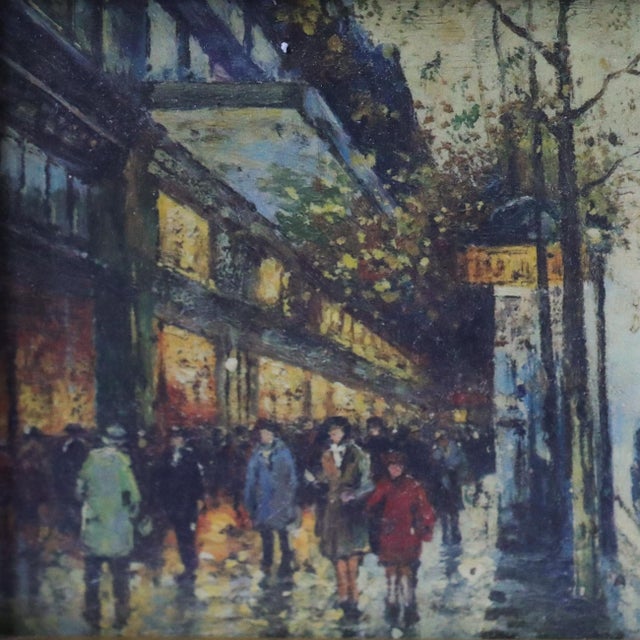 Glass Early 20th Century Oil on Board Paris Street Scene After Galien Laloue Ornate Frame For Sale - Image 7 of 8