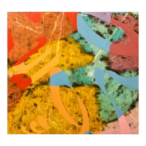 Dorothy Gillespie, Colorful SYMBOLS & SOUNDS Abstract Expressionist Mixed Media Painting, 2004