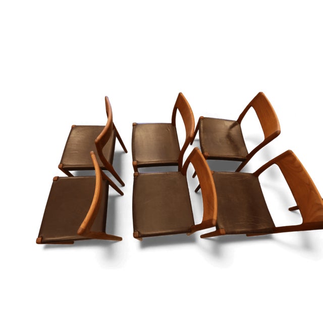 Danish Dining Chairs in Teak and Leather, 1960s, Set of 6 For Sale - Image 16 of 18