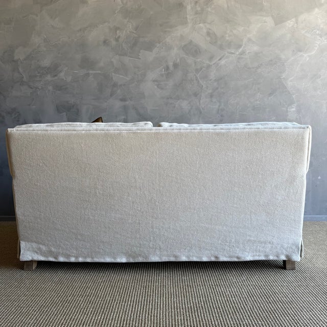 English Arm Loveseat Upholstered in Natural Hemp For Sale In Los Angeles - Image 6 of 7