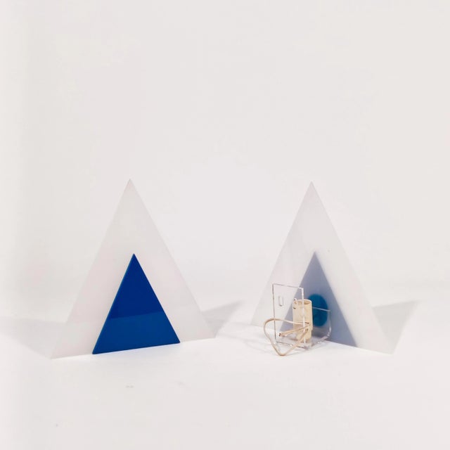 Postmodern Italian Geometric Sconces from Guzzini, 1970s, Set of 2 For Sale - Image 3 of 10