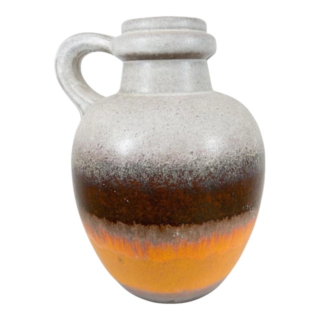 1960s Lava Stripe Pottery Vessel Jug West Germany For Sale
