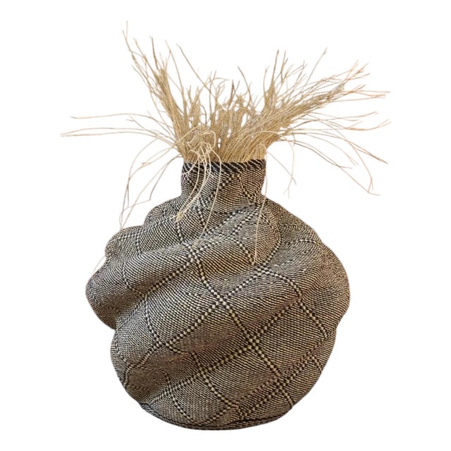 Bolga Yamayama Rasta Basket, Black & Natural For Sale