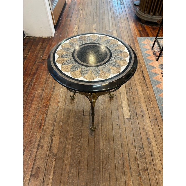 Inlaid Maitland Smith Mixed Marble Side Table With Swans For Sale In Philadelphia - Image 6 of 10