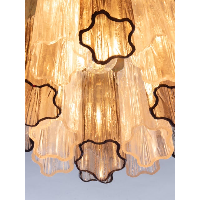 Amber Venini Tronchi Murano Glass & Brass Flush Mount Ceiling Light by J. T. Kalmar For Sale - Image 3 of 11