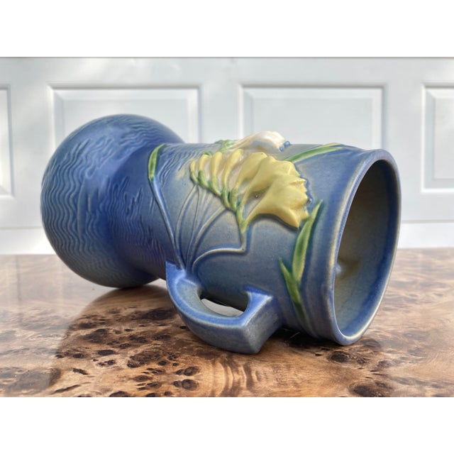 Early 20th Century Roseville Blue Freesia Vase Model 126 Chairish