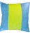 Square Feathers Pillow, Linen, with Bold Lime Green Stripe on Blue Background. Includes down blend pillow insert. 22x22