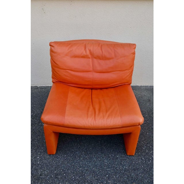 Series 5 Lounge Chairs in Cognac Orange Leather, 1970s, Set of 5 For Sale - Image 3 of 18