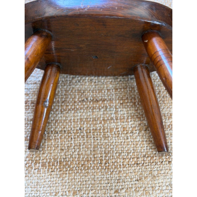 Antique Footstool With Hand Hooked Detailed Top For Sale - Image 4 of 8