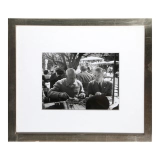 1980s "Pablo Picasso a Table avec Michel Leiris, Festival de Cannes" Silver Gelatin Print After Pablo Picasso For Sale