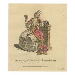 Jefferys, Duchess of Portsmouth in Undress, Seated with Fan, 1757, Engraving For Sale