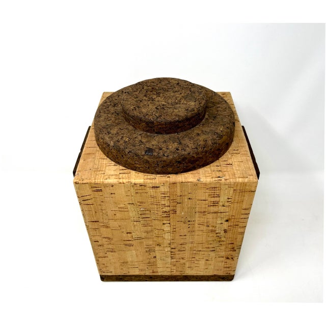 1970s Mid Century MOdern Two-Tone Cork Ice Bucket For Sale - Image 4 of 12