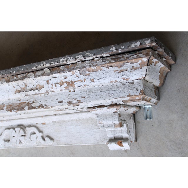 Ext Large 53.50" Primitive Carved French Farmhouse Shelf/Ledge, Distressed White For Sale - Image 4 of 5
