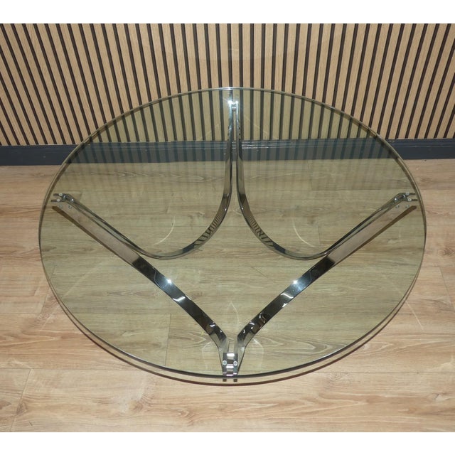 Cool space age design High quality coffee table designed by Werner Linder for Bacher, model 2075 Chrome-plated, shiny...