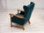 Wood Danish Highback Armchair in Turkis-Green Wool and Oak Wood, 1970s For Sale - Image 7 of 18