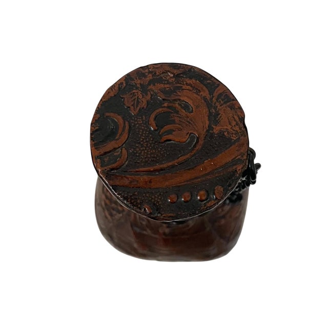 Mid 20th Century Embossed Tooled Leather Bottle Decanter Matador and Bull Spanish With Cork Made in Spain For Sale In San Francisco - Image 6 of 7