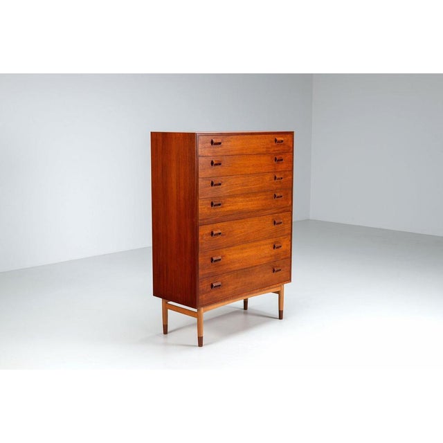 Børge Mogensen chest of drawers in teak, produced by Søborg Møbelfabrik, Denmark, 1960s. A refined example of Danish...