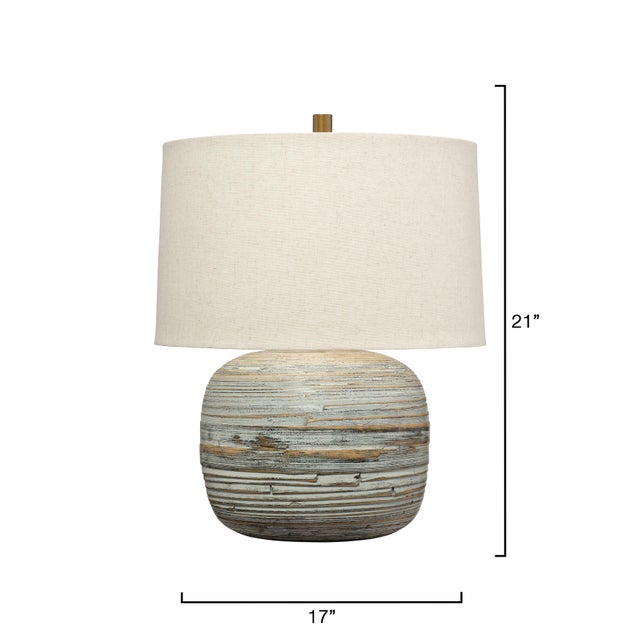 Contemporary Cocoon Table Lamp, White Washed Bamboo For Sale - Image 3 of 5