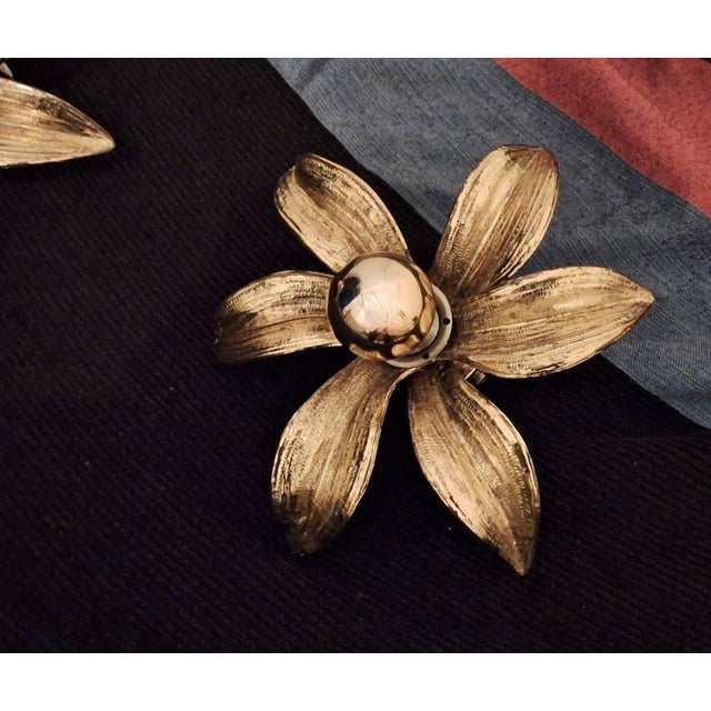 Mid-Century Modern Vintage Shaped Brass Wall Lights, 1970s, Set of 2 For Sale - Image 3 of 11