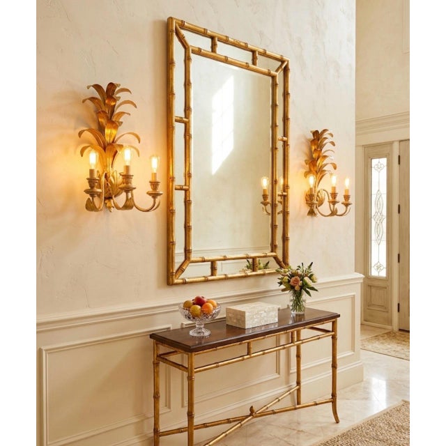 Pair of Vintage Gilt Metal Pineapple Wall Sconces For Sale - Image 9 of 12
