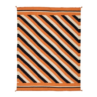 9x12 Vibrant Modern Navajo Style Geometric Wool Rug in Burnt Orange For Sale