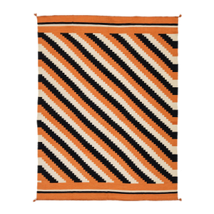 9x12 Vibrant Modern Navajo Style Geometric Wool Rug in Burnt Orange