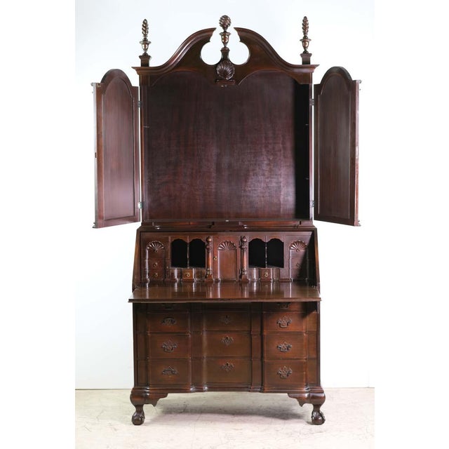 Colonial Mfg. Co. Block Front Mahogany Secretary Desk Chairish