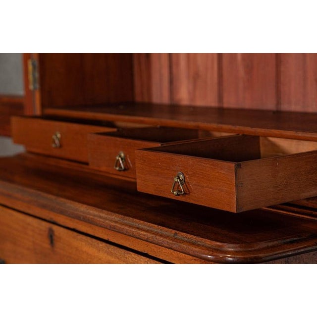 English Mahogany Bookcase with Secretary, 1870 For Sale - Image 16 of 18