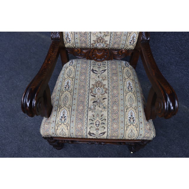 Late 19th Century Renaissance Revival Quarter Sawn Oak Throne Armchair For Sale - Image 5 of 10
