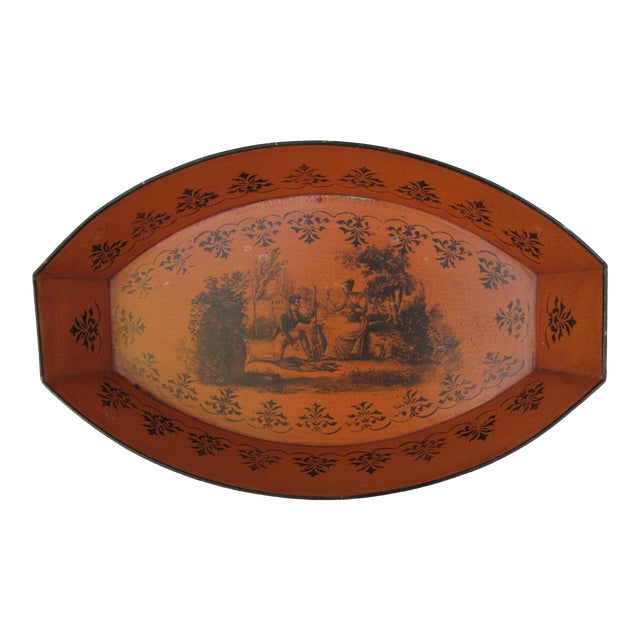 Italian Tole Burnt Orange Decorative Bowl With Black Designs Chairish