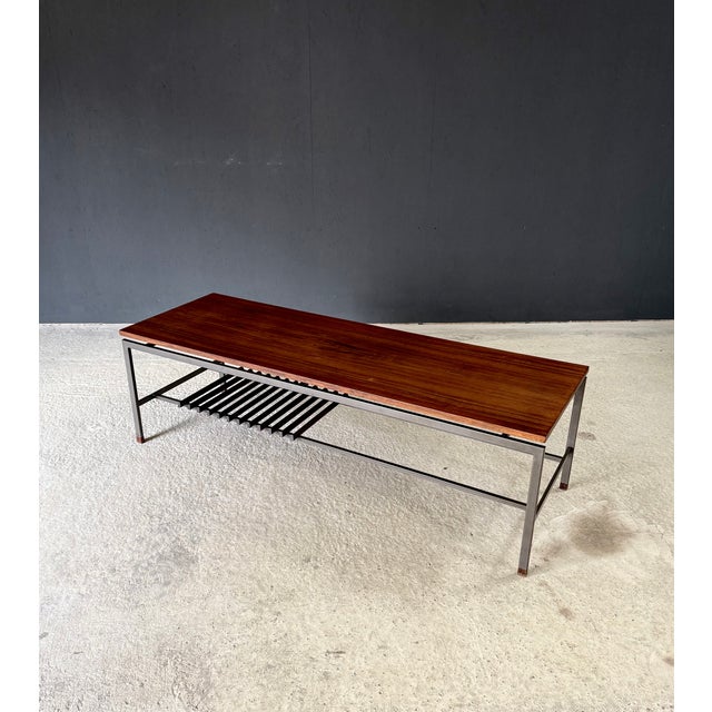 Vintage Midcentury Modern Dutch Design Slender Coffee Table by Topform. Made in the Netherlands in the 1960's. Labeled...